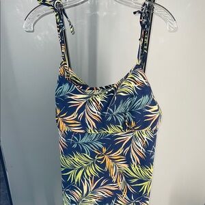 SO Navy Mini Dress with Tropical Leaf Print